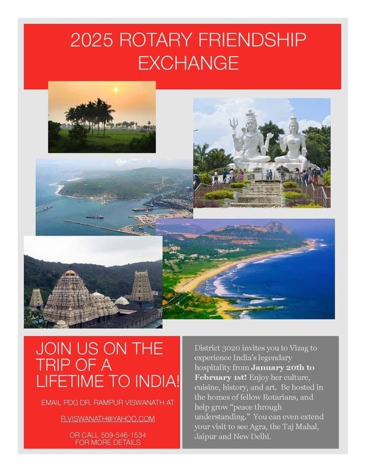 Rotary Friendship Exchange to India flyer