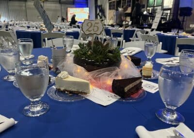 Table setting and desserts at the 2024 Foundation Dinner