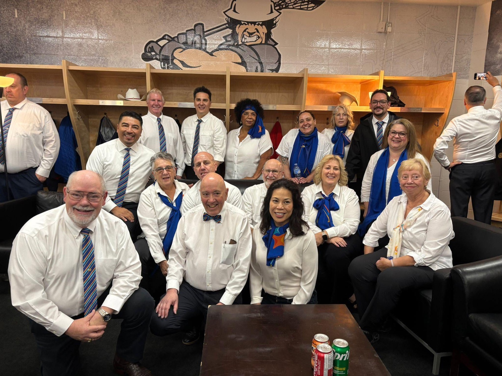 District 5330 Past Governor Judy Zulfiqar with fellow district governors before the Flag Ceremony in Calgary