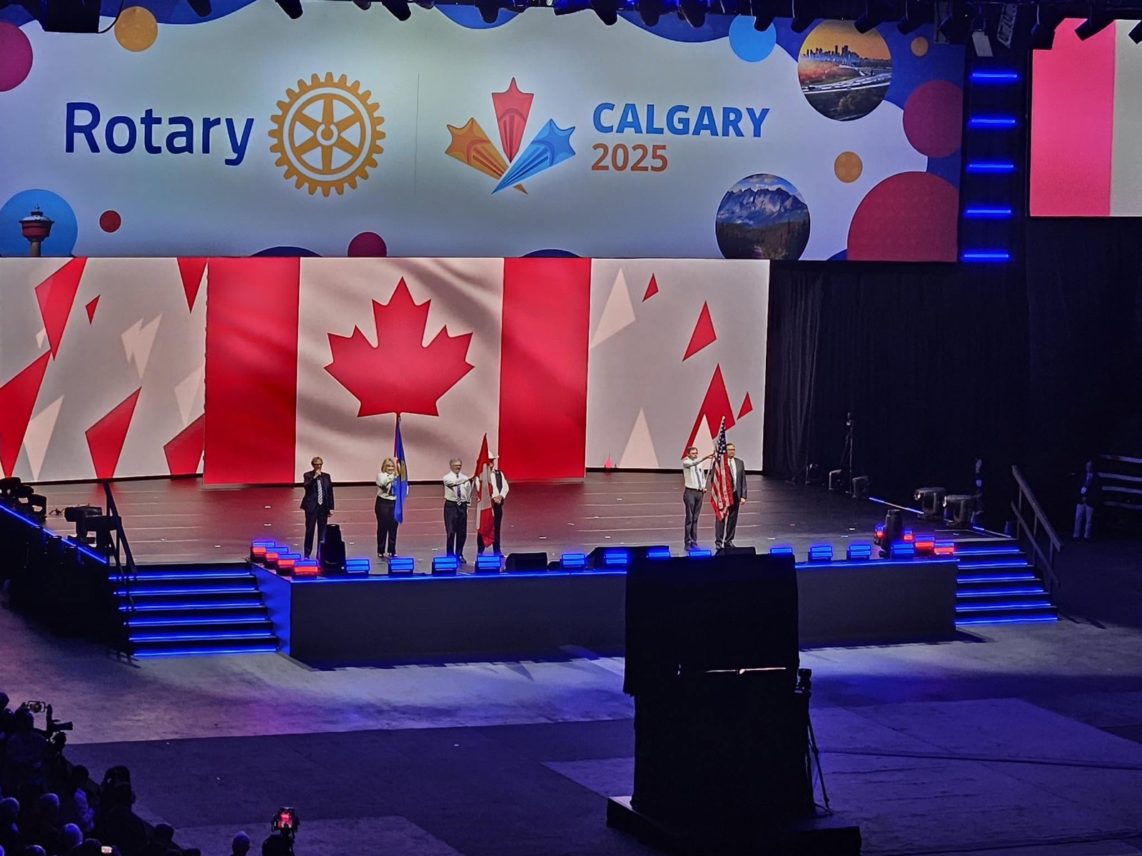 The Flag Ceremony on stage at the 2025 Rotary International Convention in Calgary