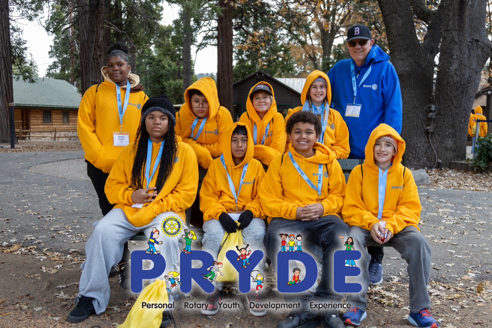 Students and Rotarian mentors during PRYDE 2024 at Thousand Pines Camp