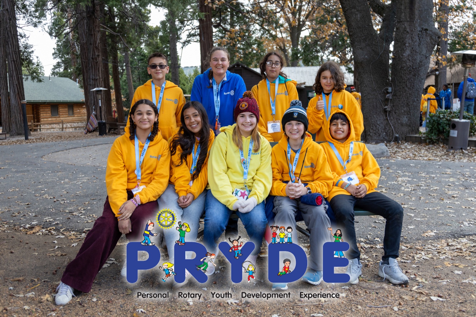 Students and Rotarian mentors during PRYDE 2024 at Thousand Pines Camp