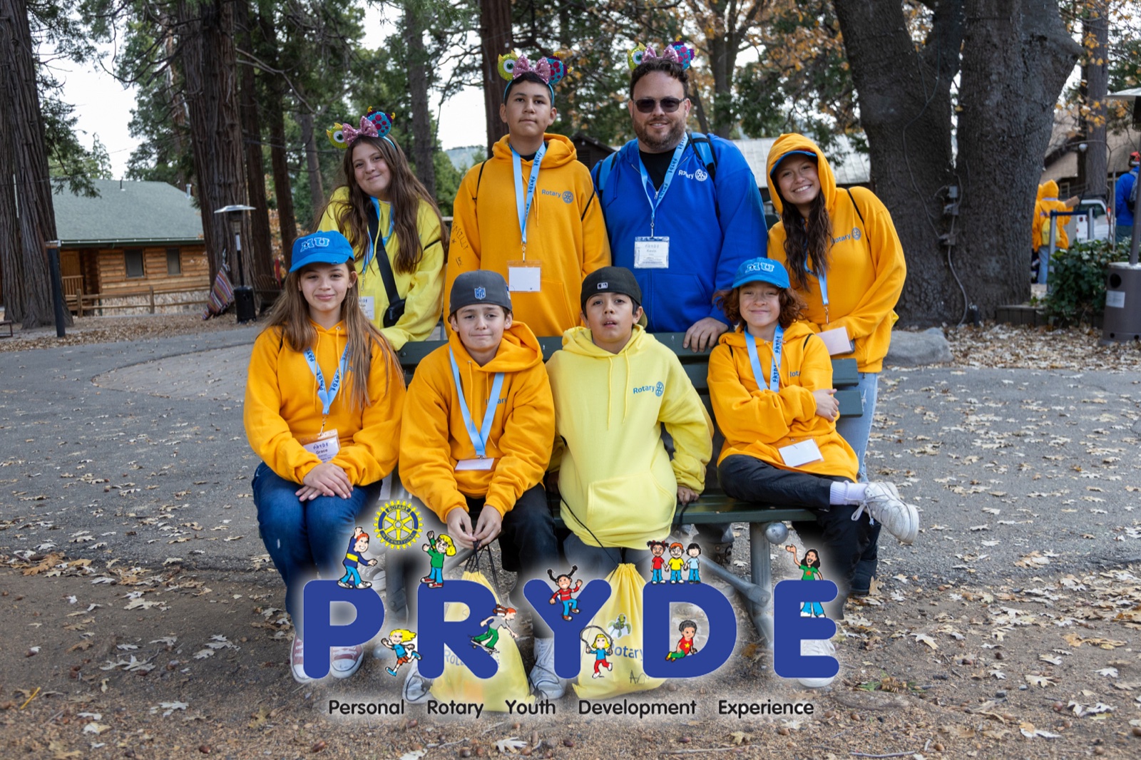 Students and Rotarian mentors during PRYDE 2024 at Thousand Pines Camp
