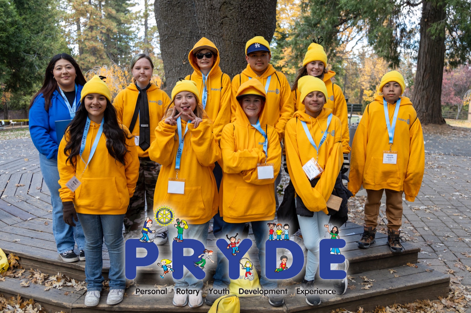 Students and Rotarian mentors during PRYDE 2024 at Thousand Pines Camp