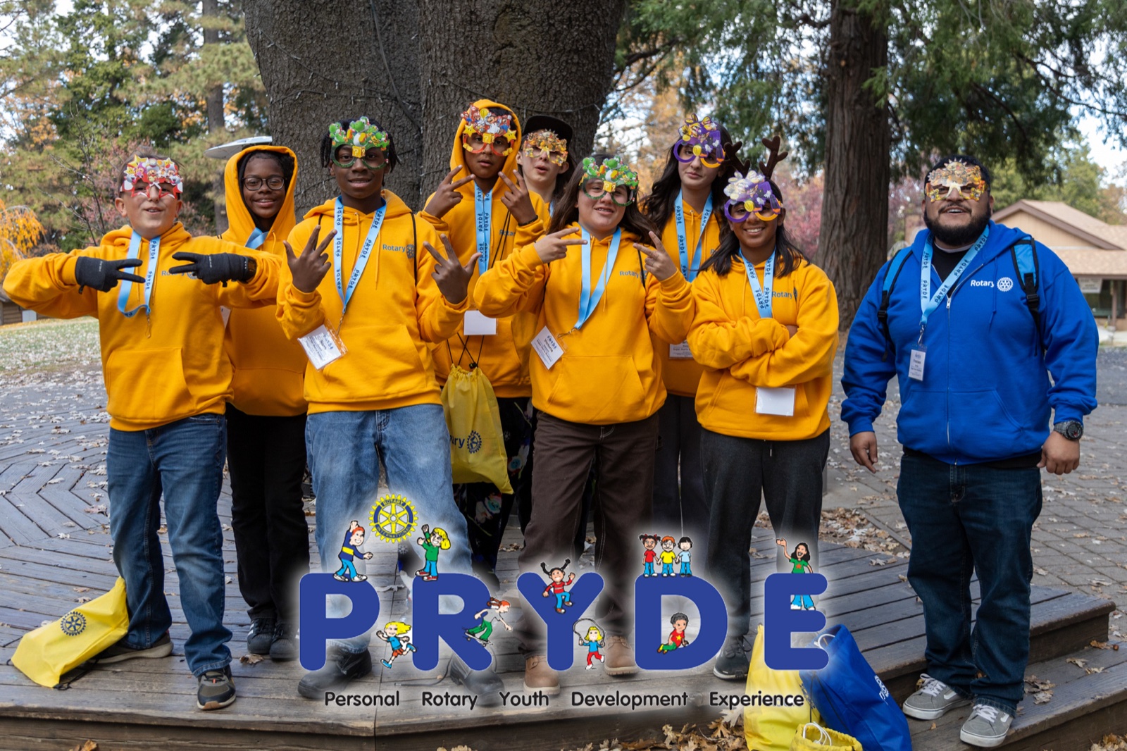 Students and Rotarian mentors during PRYDE 2024 at Thousand Pines Camp