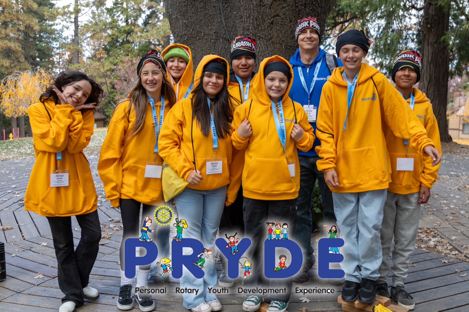 Students and Rotarian mentors during PRYDE 2024 at Thousand Pines Camp