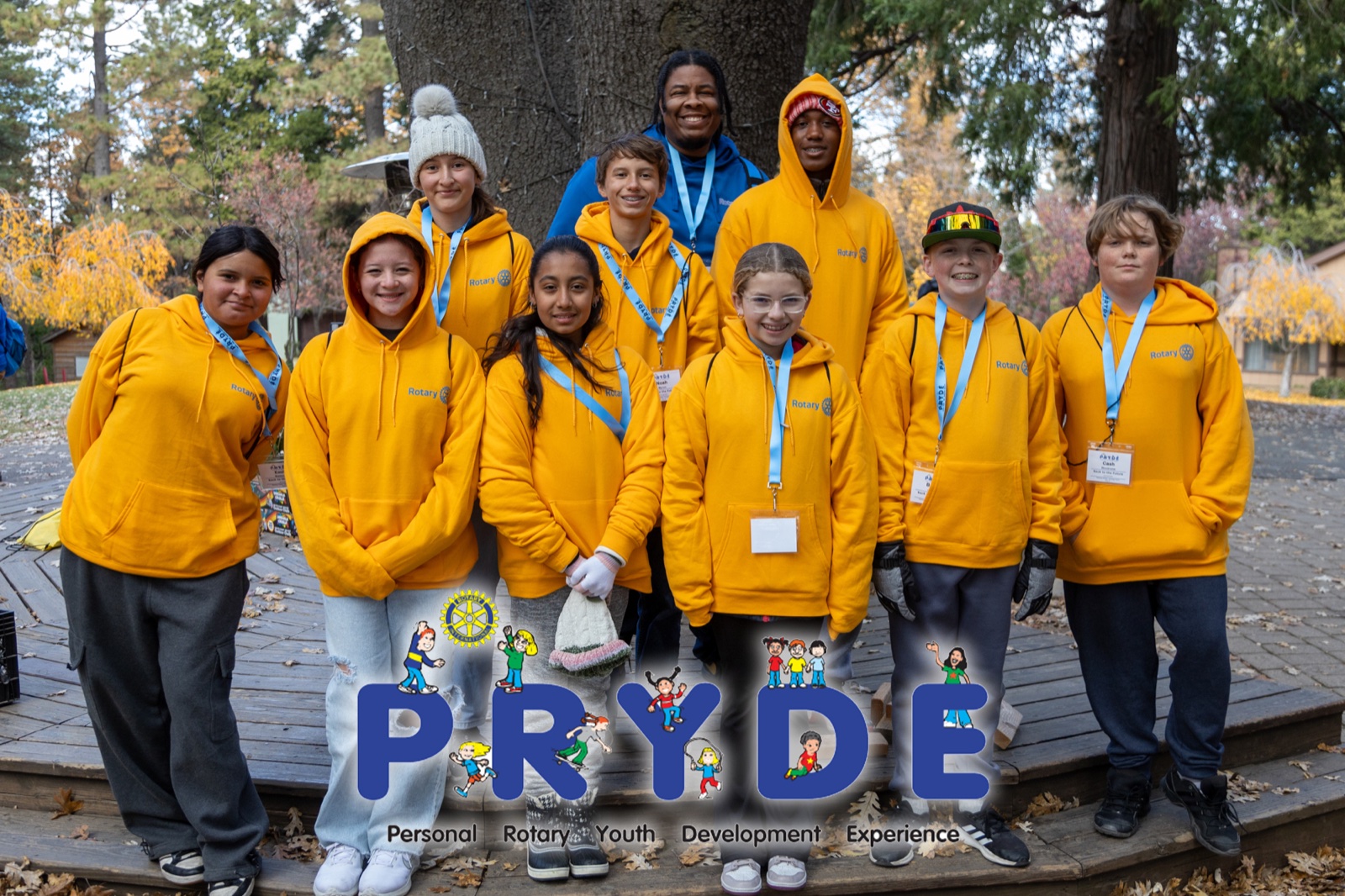 Students and Rotarian mentors during PRYDE 2024 at Thousand Pines Camp