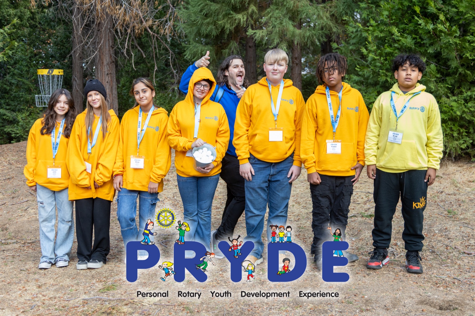 Students and Rotarian mentors during PRYDE 2024 at Thousand Pines Camp