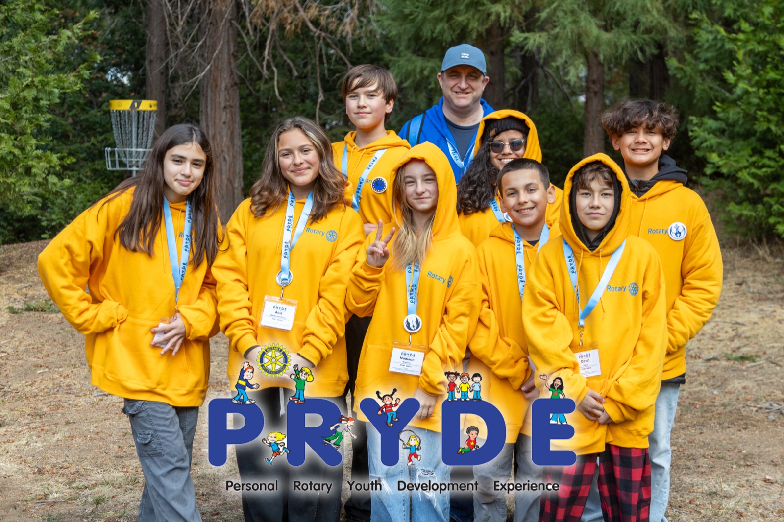 Students and Rotarian mentors during PRYDE 2024 at Thousand Pines Camp