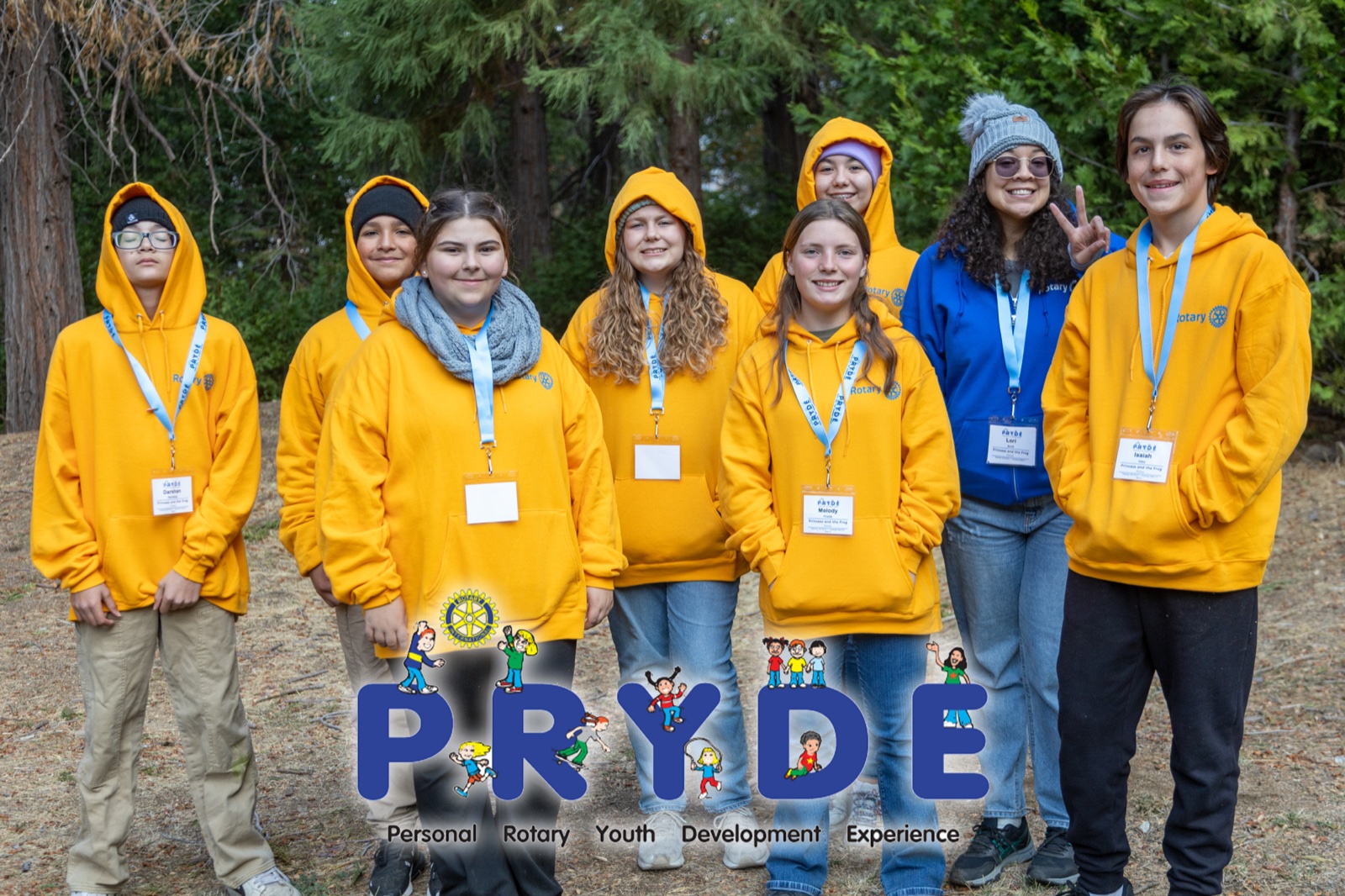 Students and Rotarian mentors during PRYDE 2024 at Thousand Pines Camp