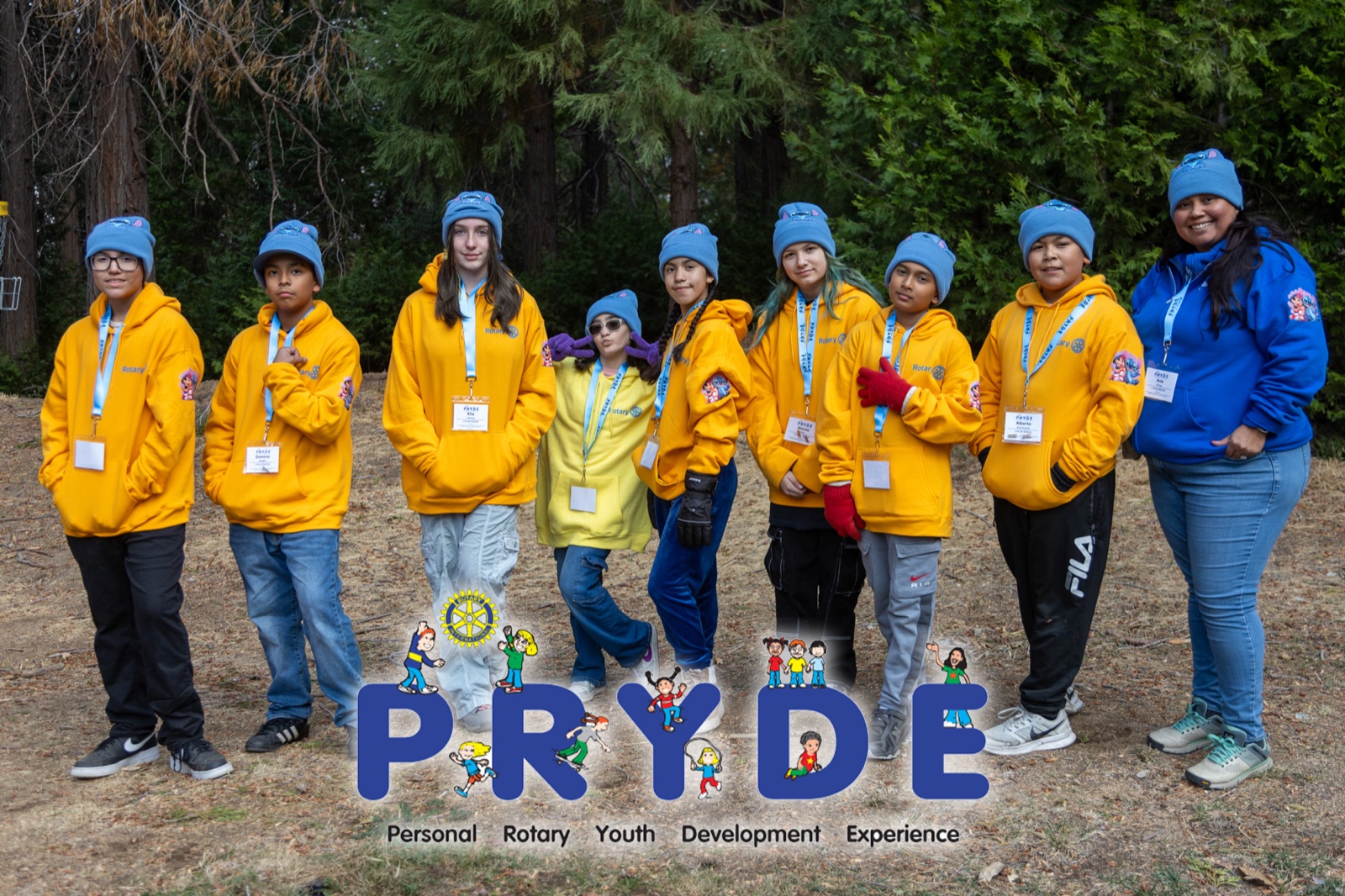 Students and Rotarian mentors during PRYDE 2024 at Thousand Pines Camp