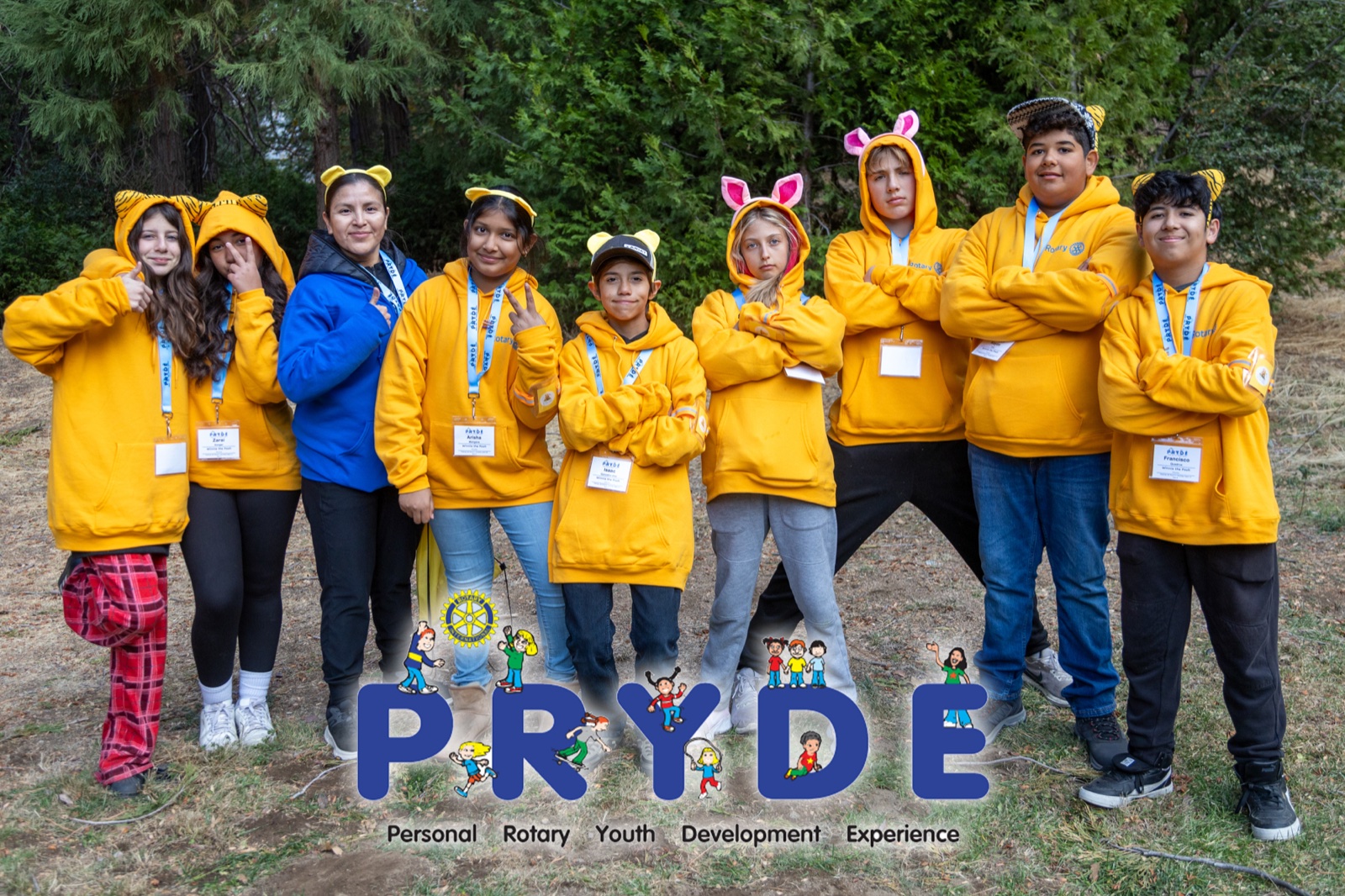 Students and Rotarian mentors during PRYDE 2024 at Thousand Pines Camp