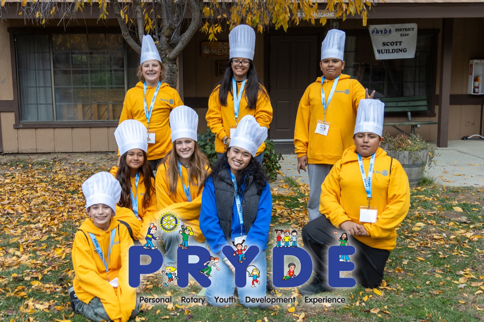 Students and Rotarian mentors during PRYDE 2024 at Thousand Pines Camp