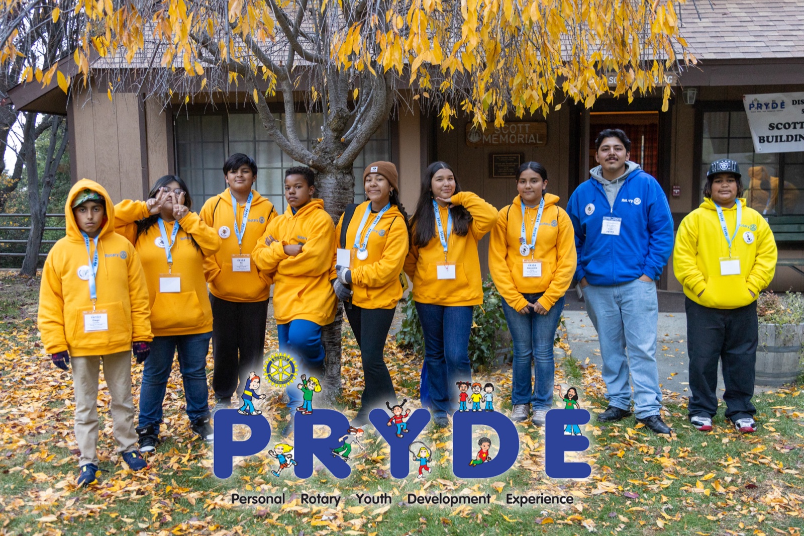 Students and Rotarian mentors during PRYDE 2024 at Thousand Pines Camp
