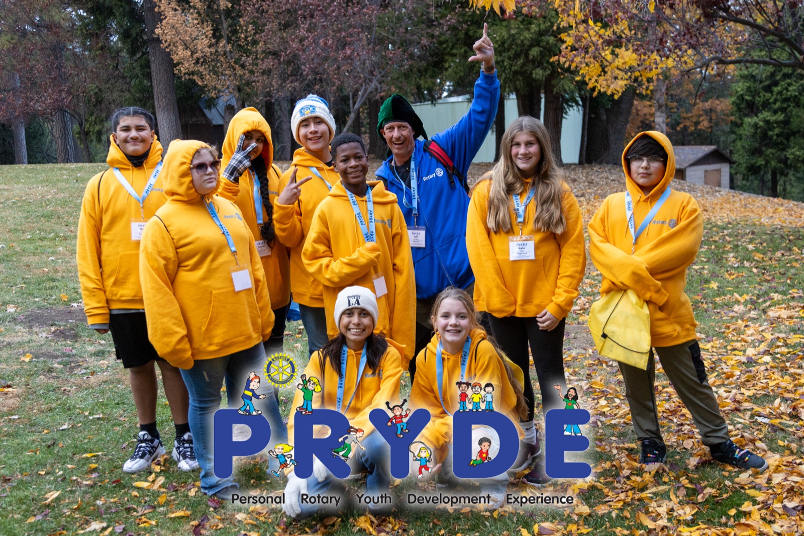 Students and Rotarian mentors during PRYDE 2024 at Thousand Pines Camp