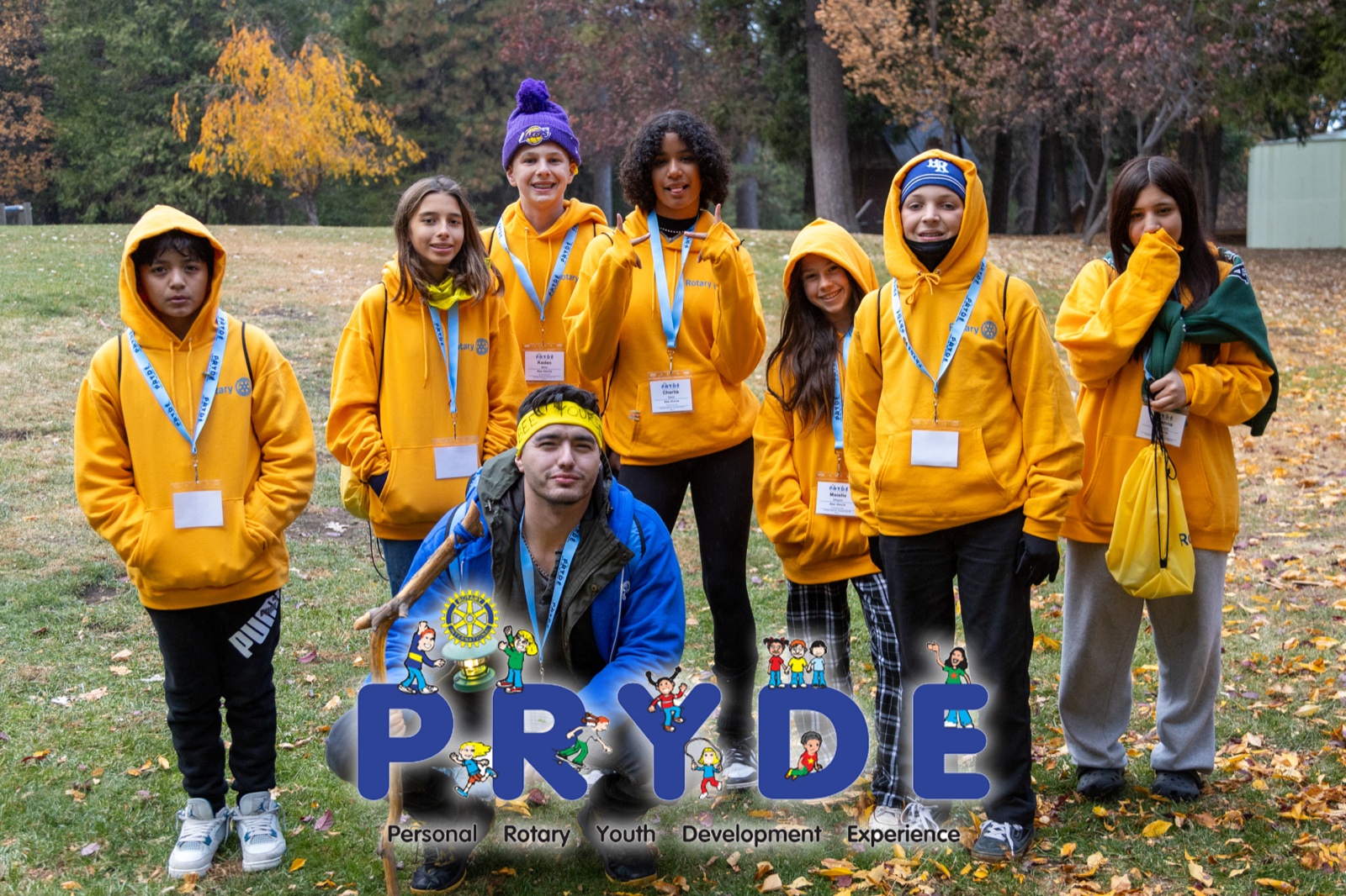 Students and Rotarian mentors during PRYDE 2024 at Thousand Pines Camp