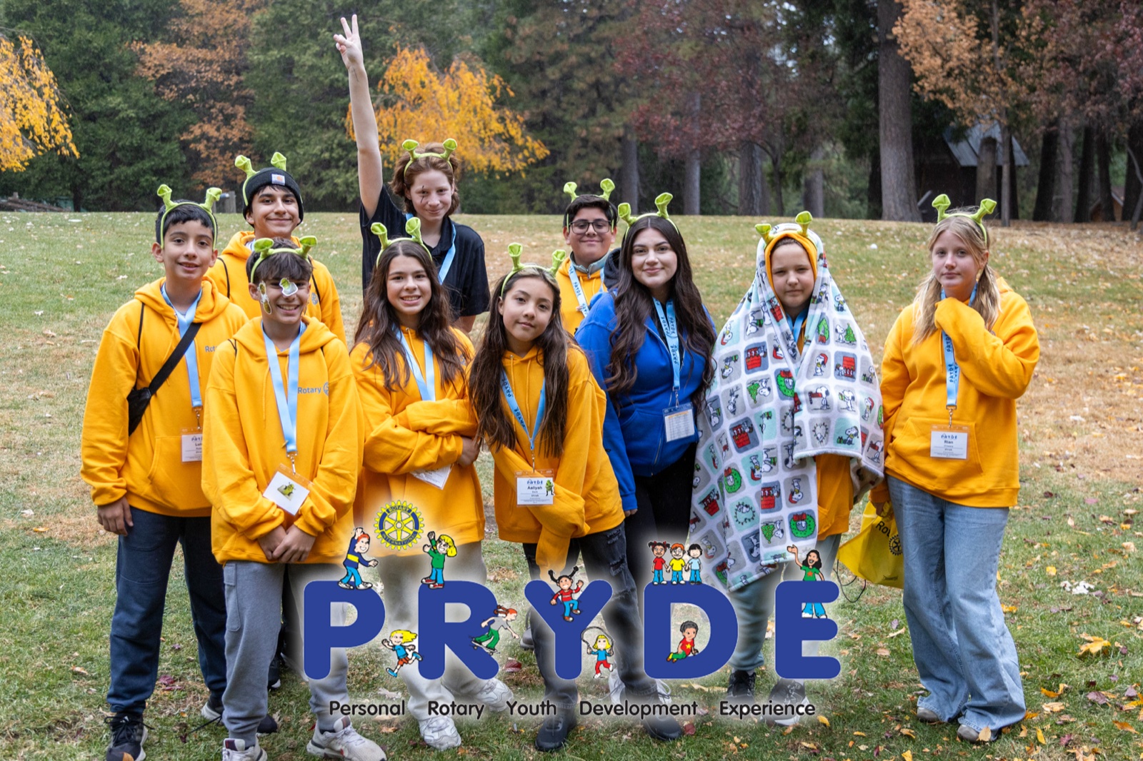 Students and Rotarian mentors during PRYDE 2024 at Thousand Pines Camp