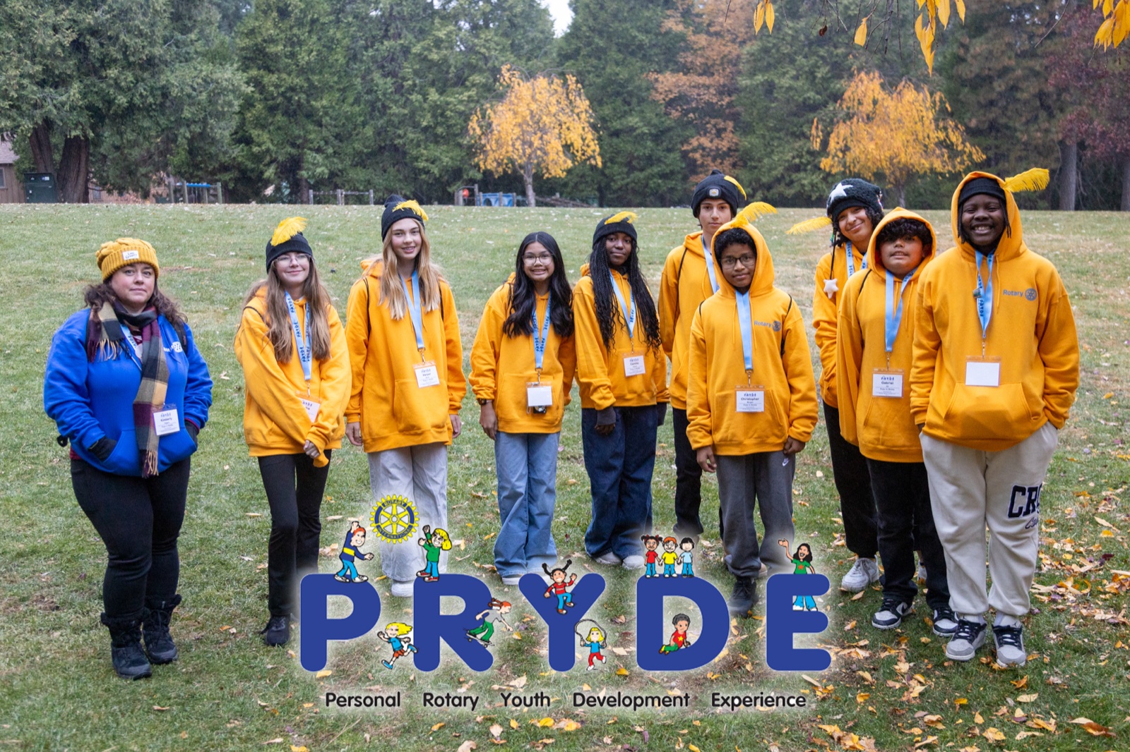 Students and Rotarian mentors during PRYDE 2024 at Thousand Pines Camp