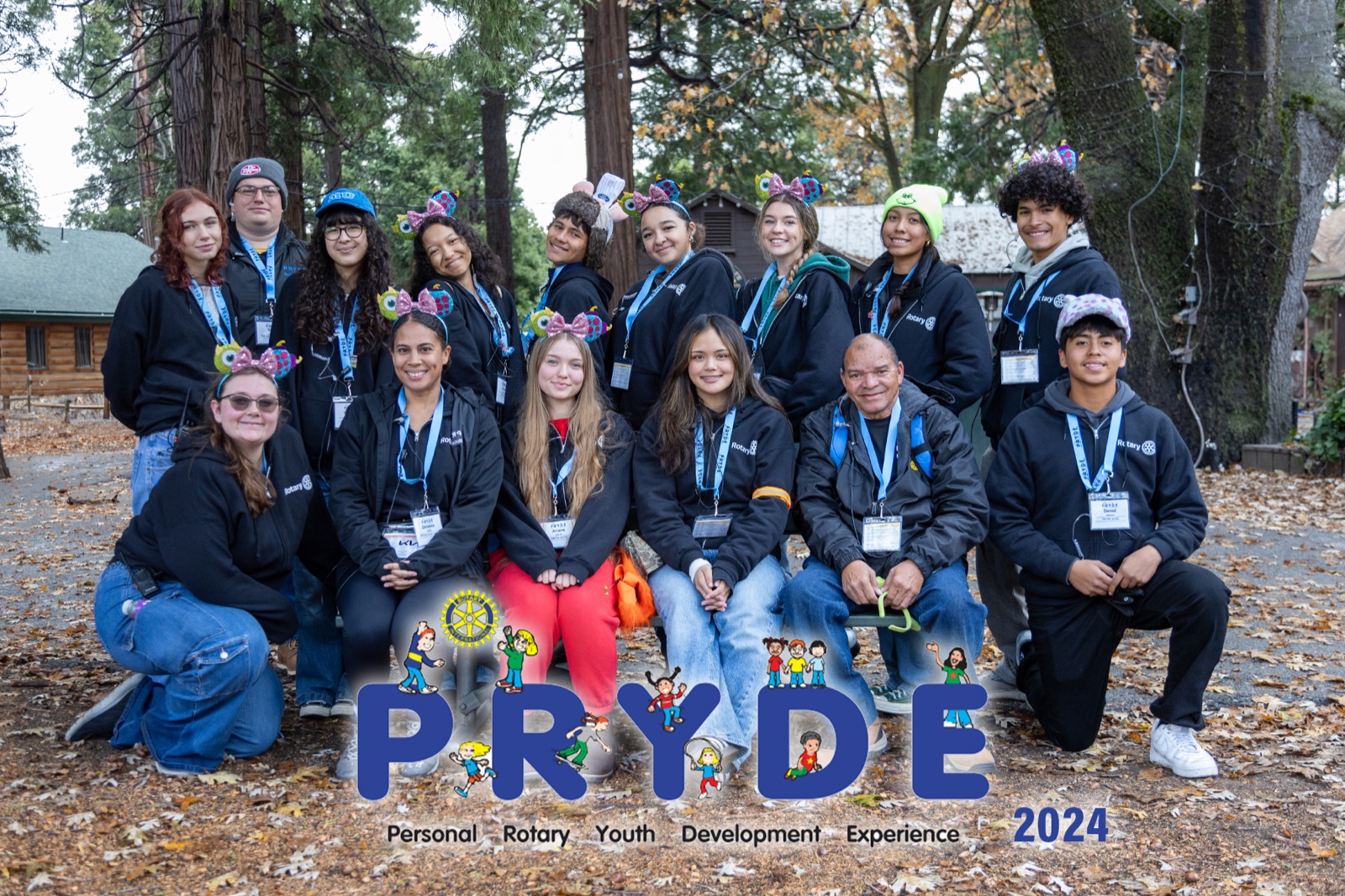 Students and Rotarian mentors during PRYDE 2024 at Thousand Pines Camp