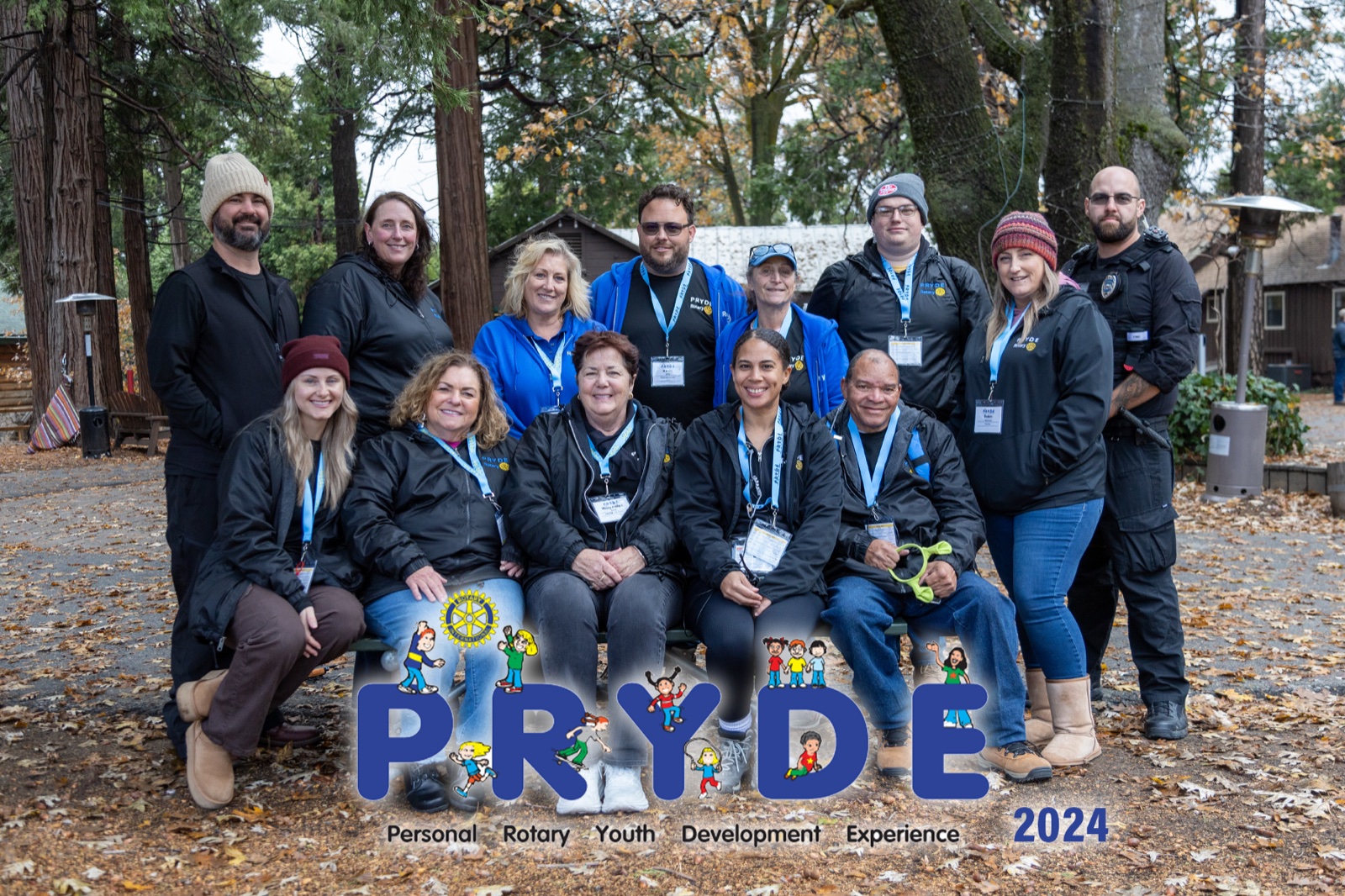 Students and Rotarian mentors during PRYDE 2024 at Thousand Pines Camp