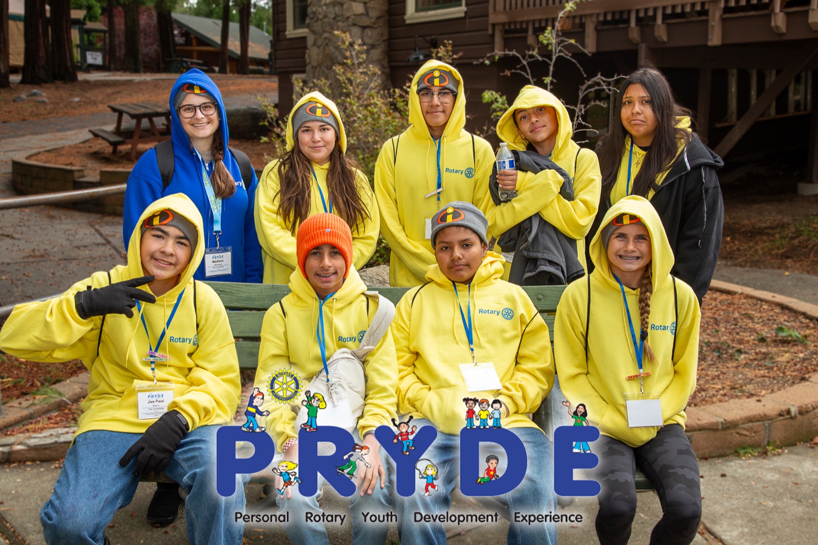 Students and Rotarian mentors during PRYDE 2025 at Thousand Pines Camp