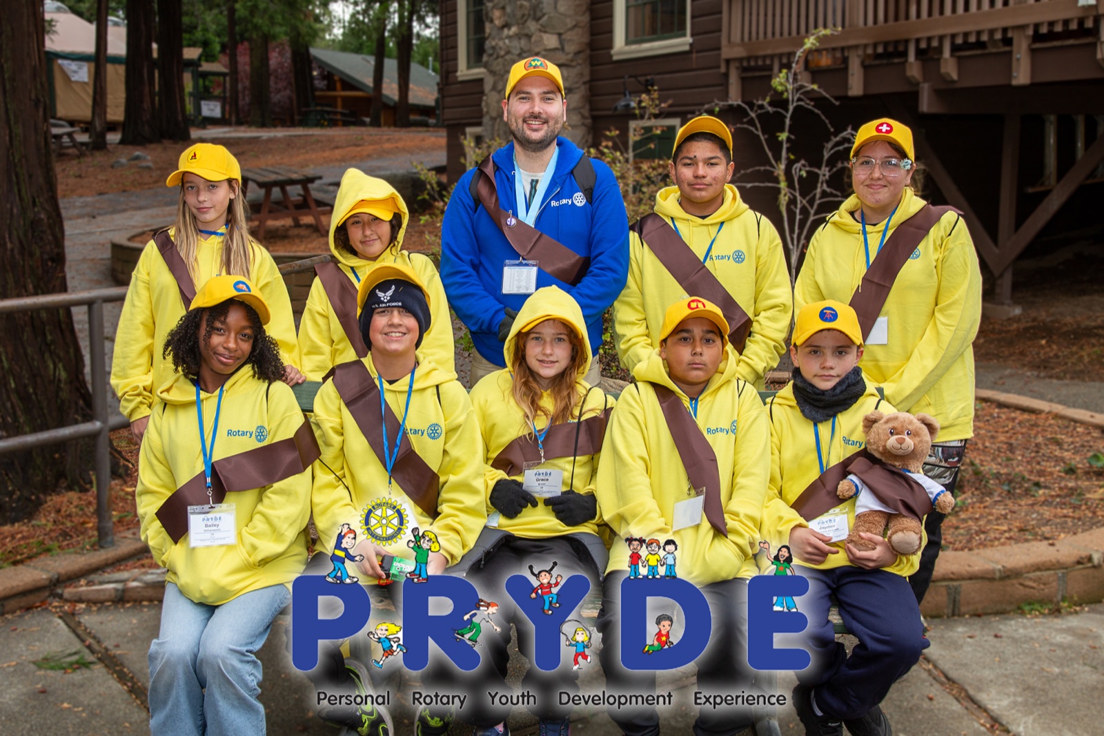 Students and Rotarian mentors during PRYDE 2025 at Thousand Pines Camp