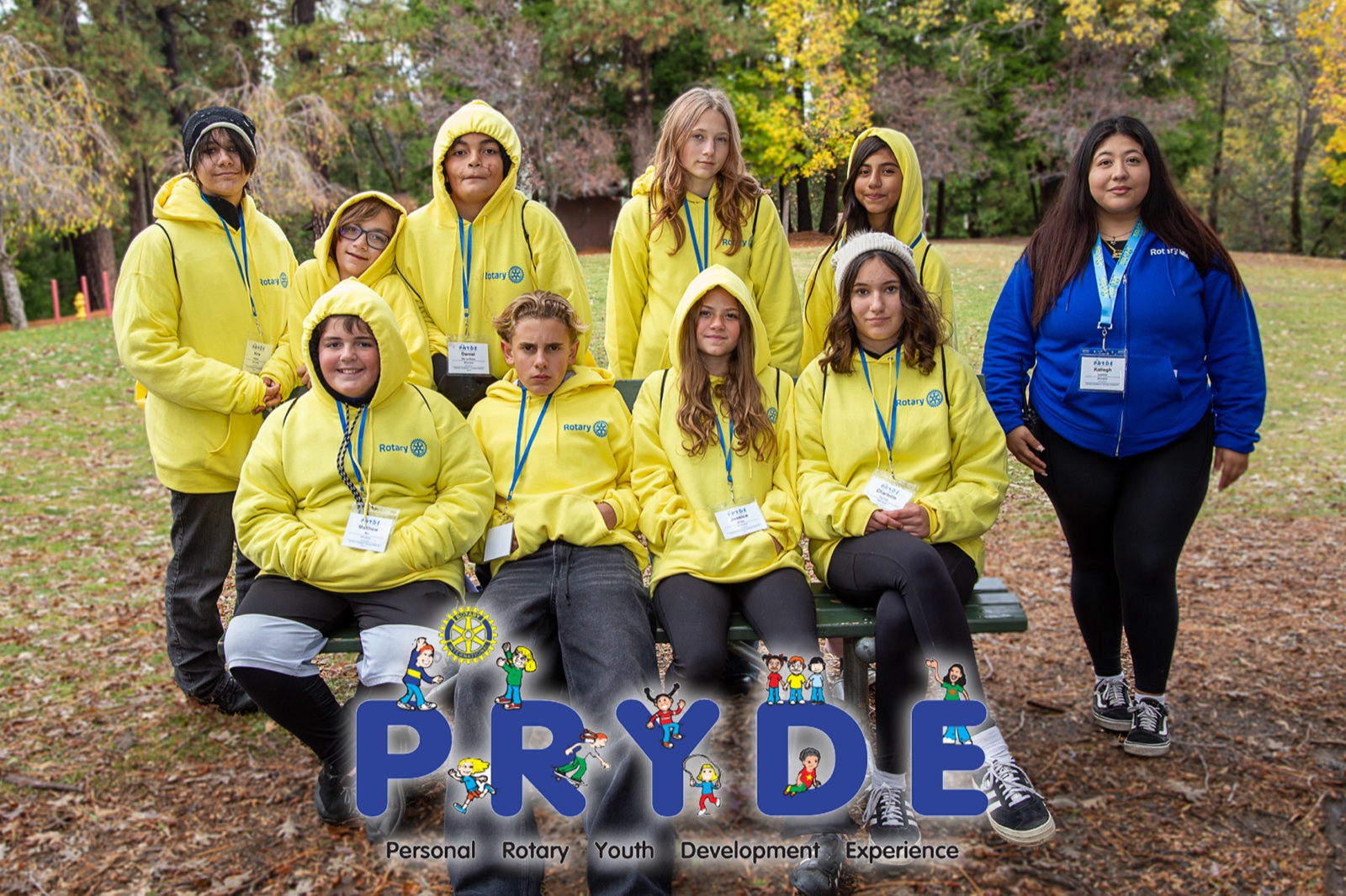 Students and Rotarian mentors during PRYDE 2025 at Thousand Pines Camp