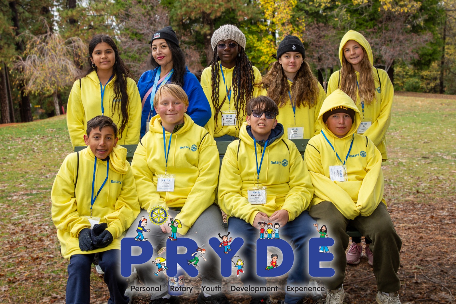 Students and Rotarian mentors during PRYDE 2025 at Thousand Pines Camp