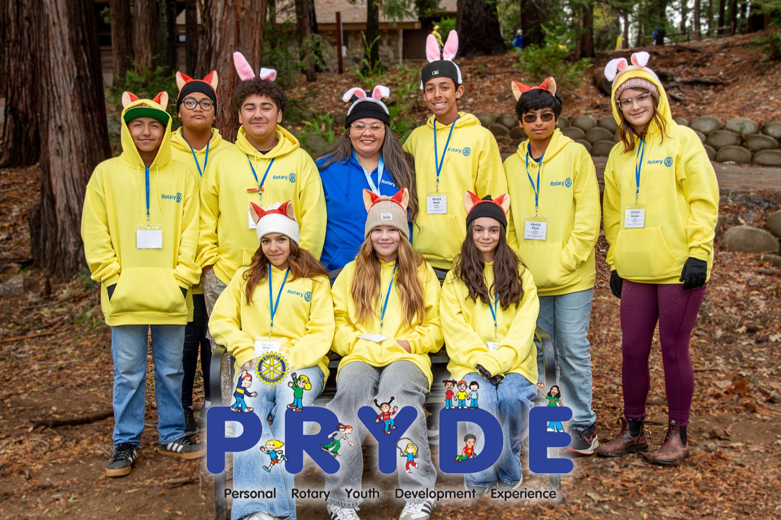 Students and Rotarian mentors during PRYDE 2025 at Thousand Pines Camp