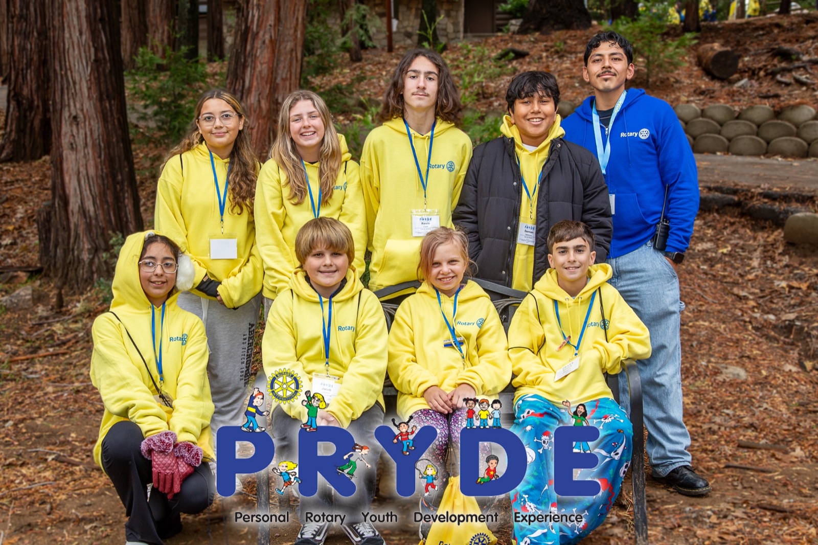 Students and Rotarian mentors during PRYDE 2025 at Thousand Pines Camp