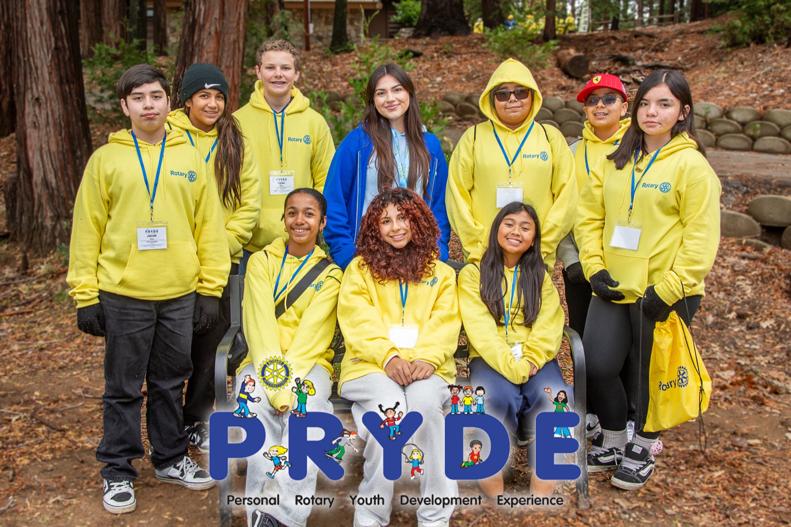 Students and Rotarian mentors during PRYDE 2025 at Thousand Pines Camp