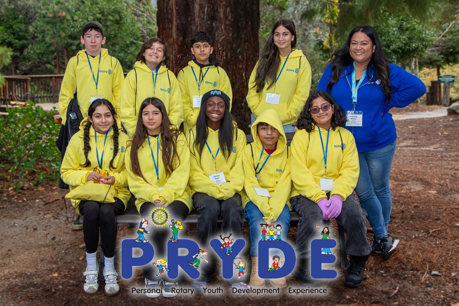 Students and Rotarian mentors during PRYDE 2025 at Thousand Pines Camp
