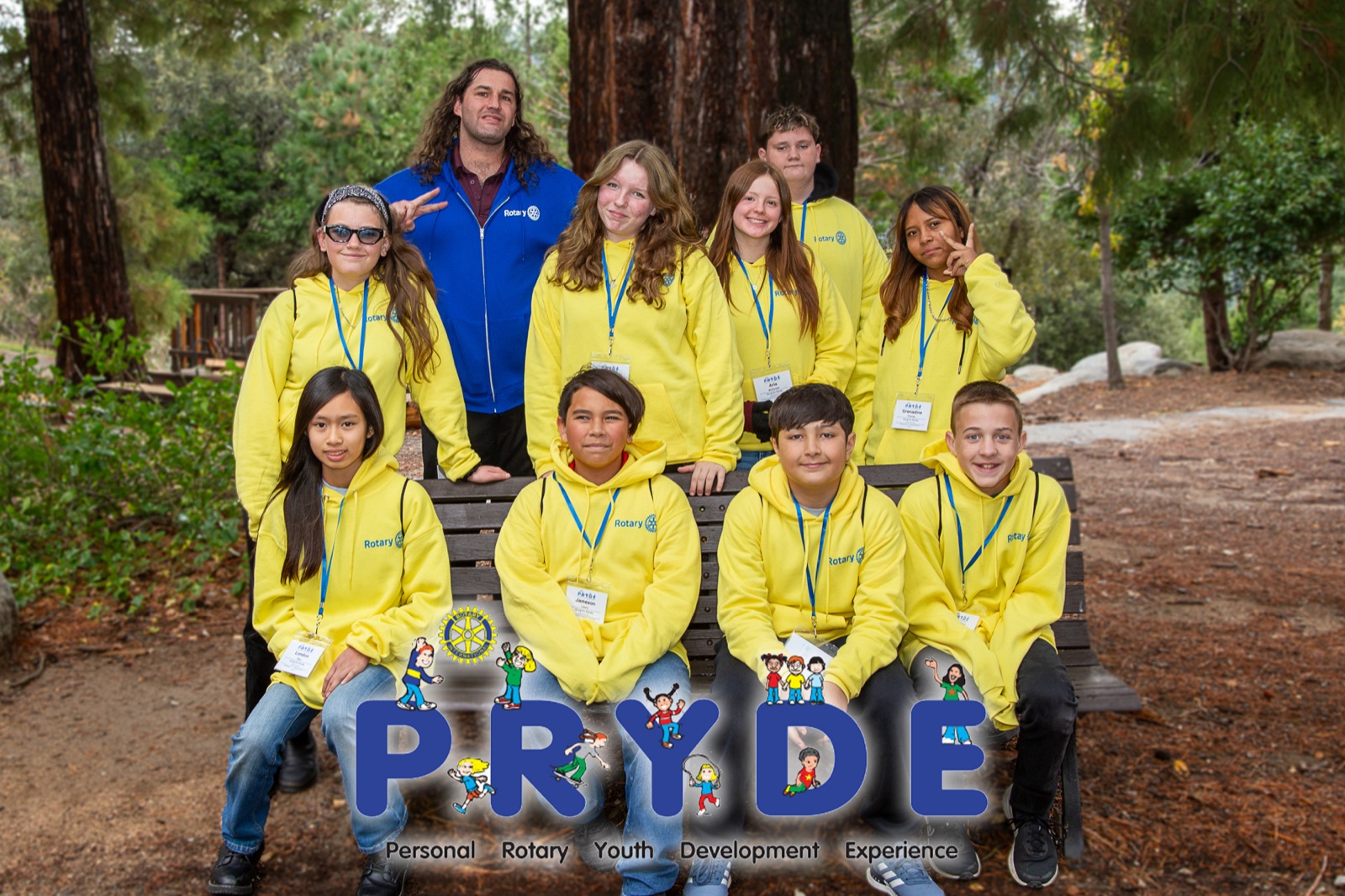 Students and Rotarian mentors during PRYDE 2025 at Thousand Pines Camp