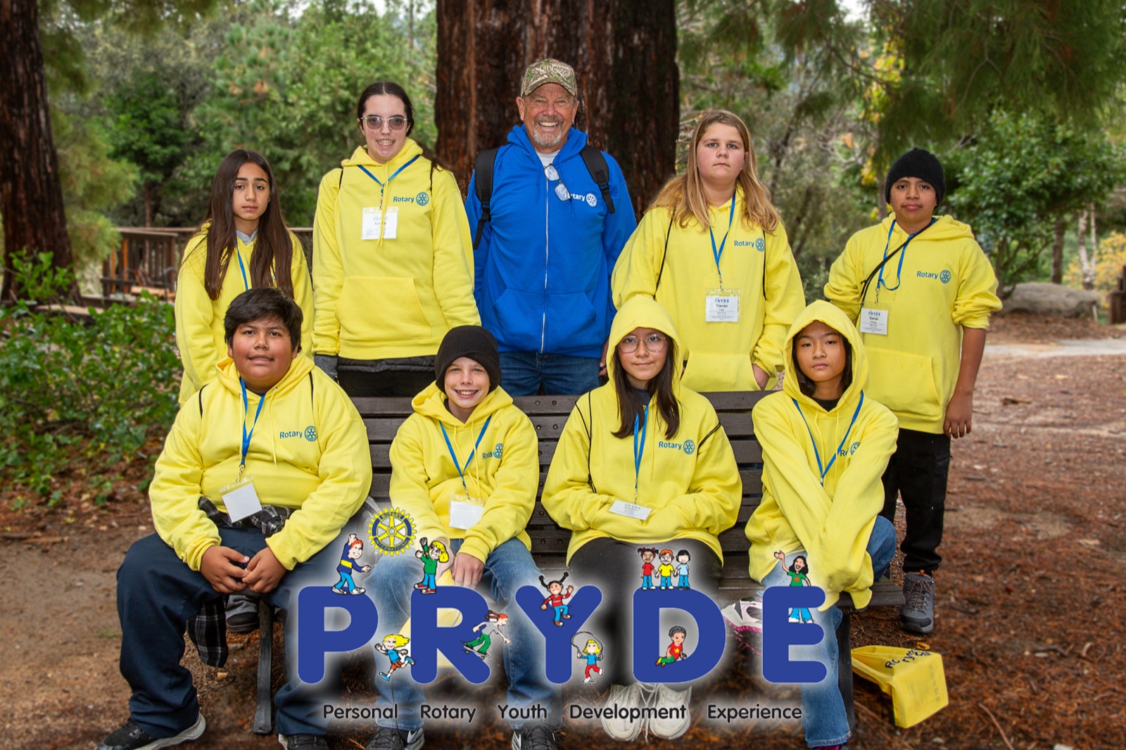 Students and Rotarian mentors during PRYDE 2025 at Thousand Pines Camp