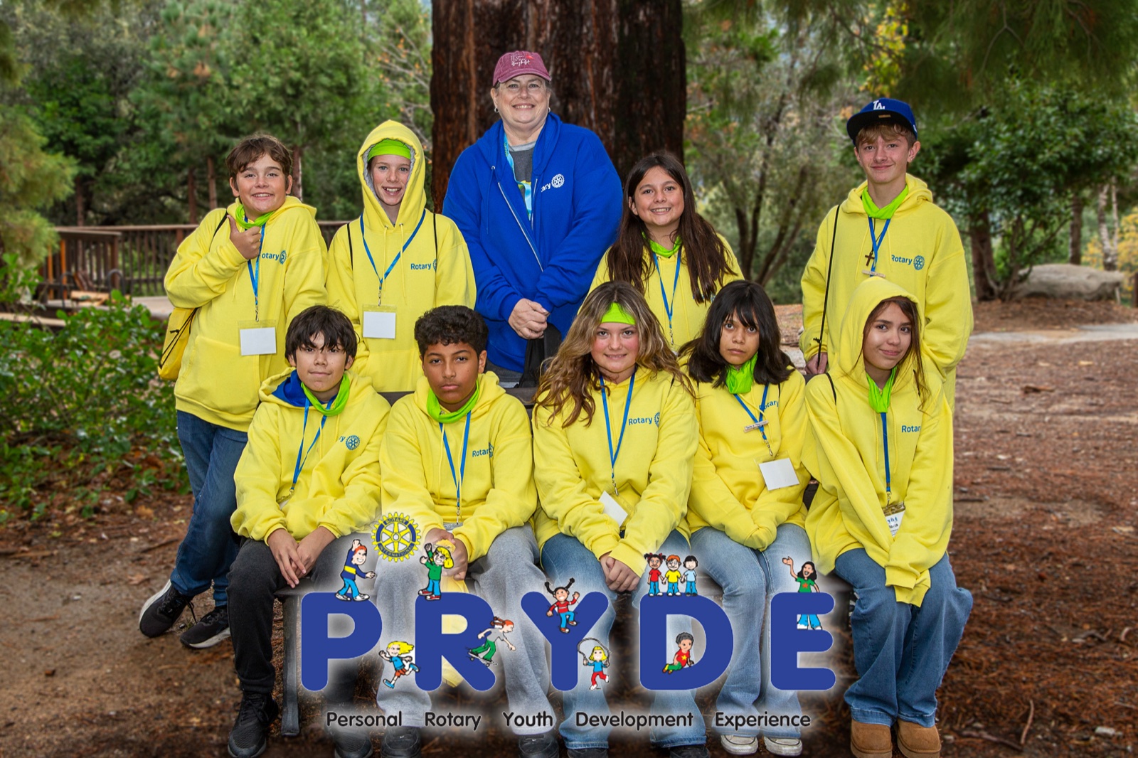 Students and Rotarian mentors during PRYDE 2025 at Thousand Pines Camp