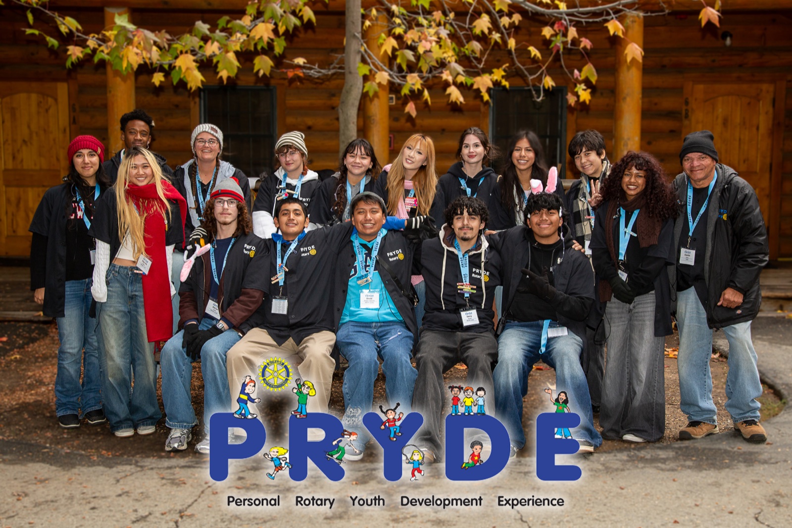 Students and Rotarian mentors during PRYDE 2025 at Thousand Pines Camp