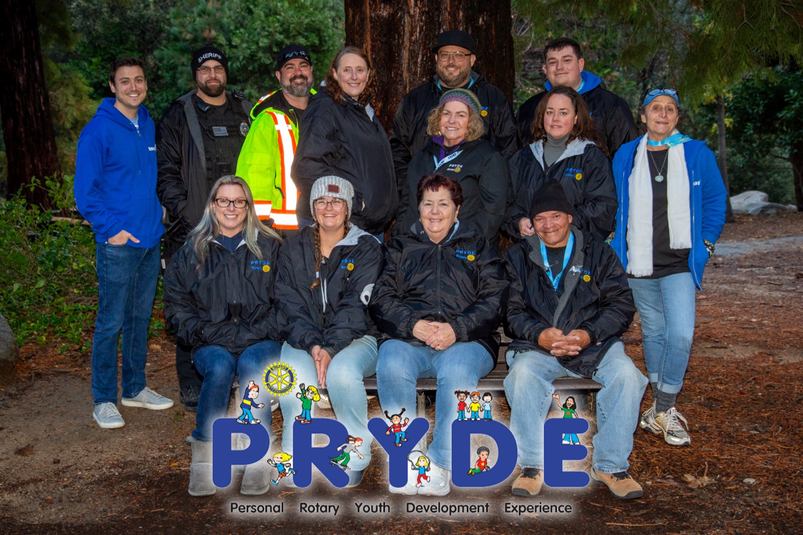 Students and Rotarian mentors during PRYDE 2025 at Thousand Pines Camp