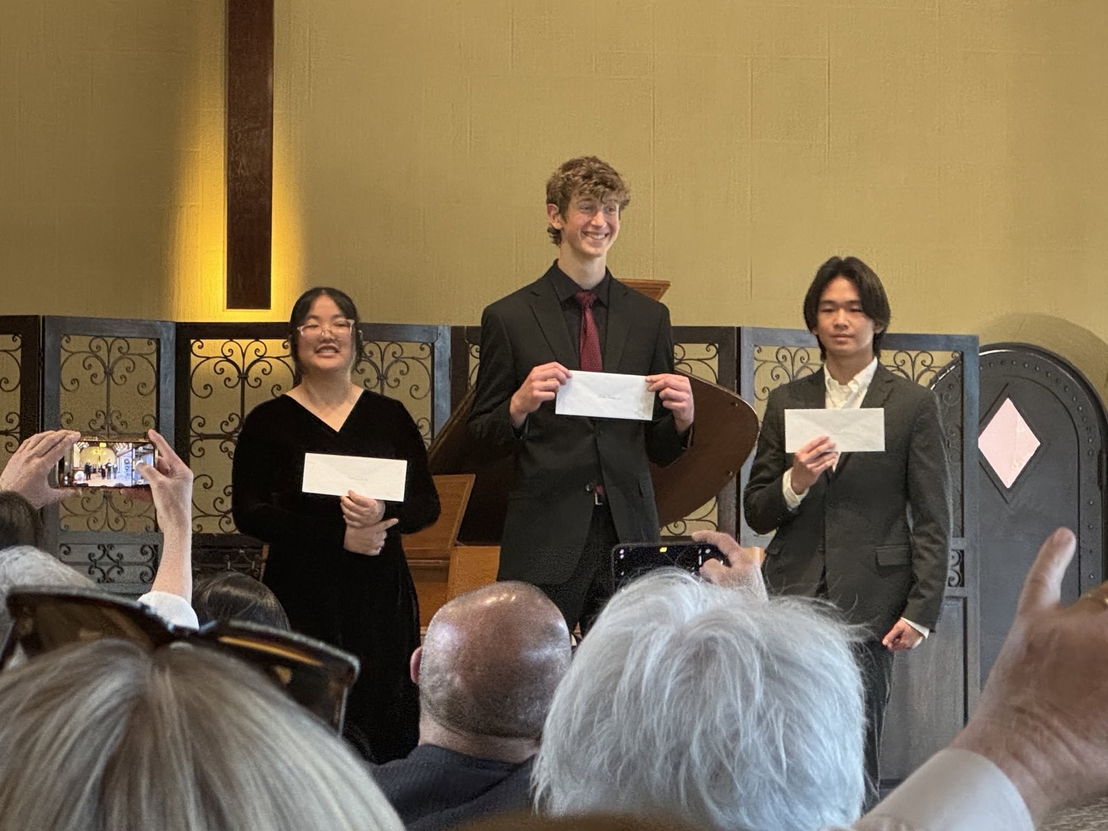 Student winners hold their awards at the 2025 District 4-Way Test Speech & Music Showcase