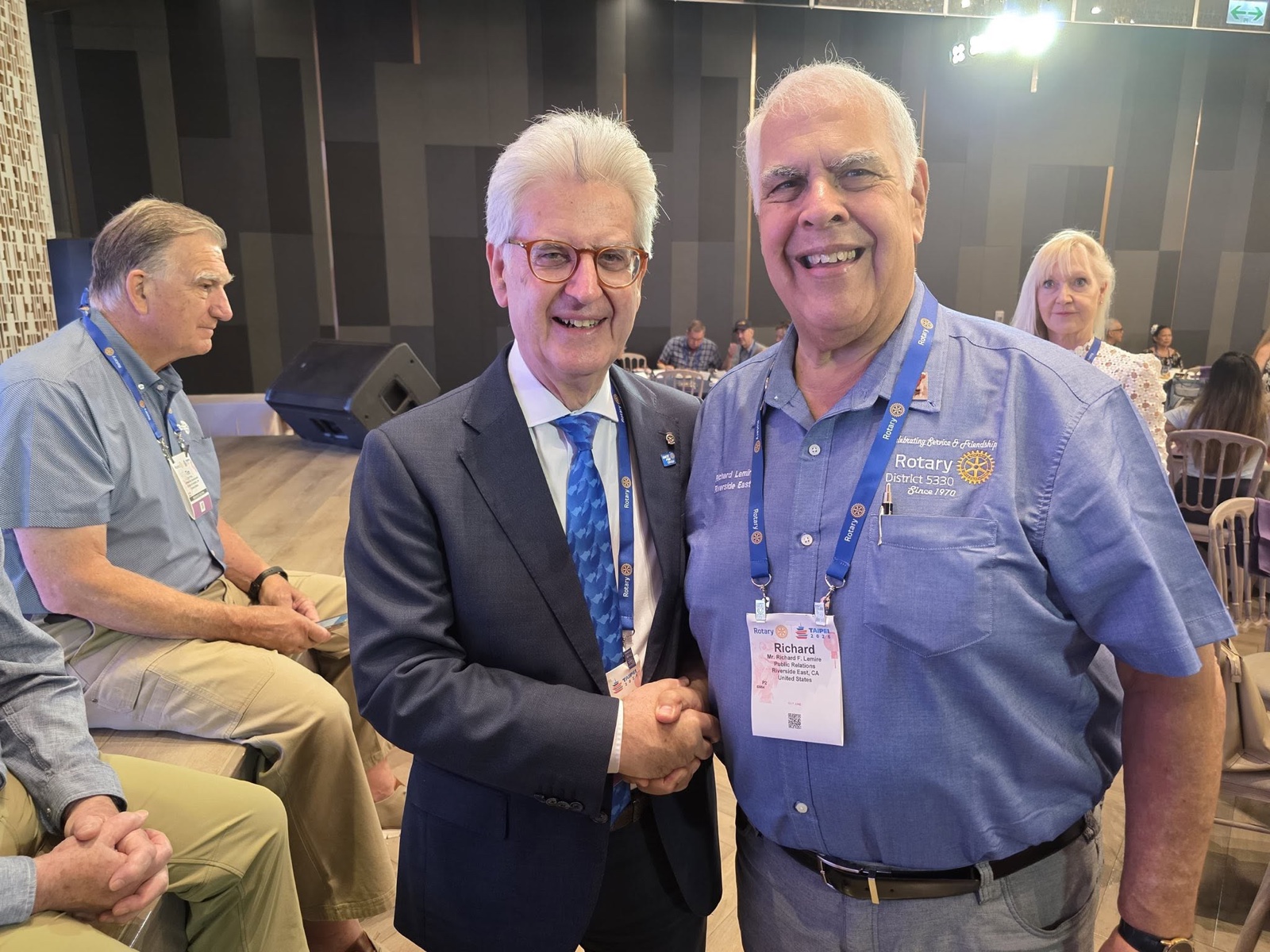 A District 5330 Rotarian with RI President Francesco Arezzo