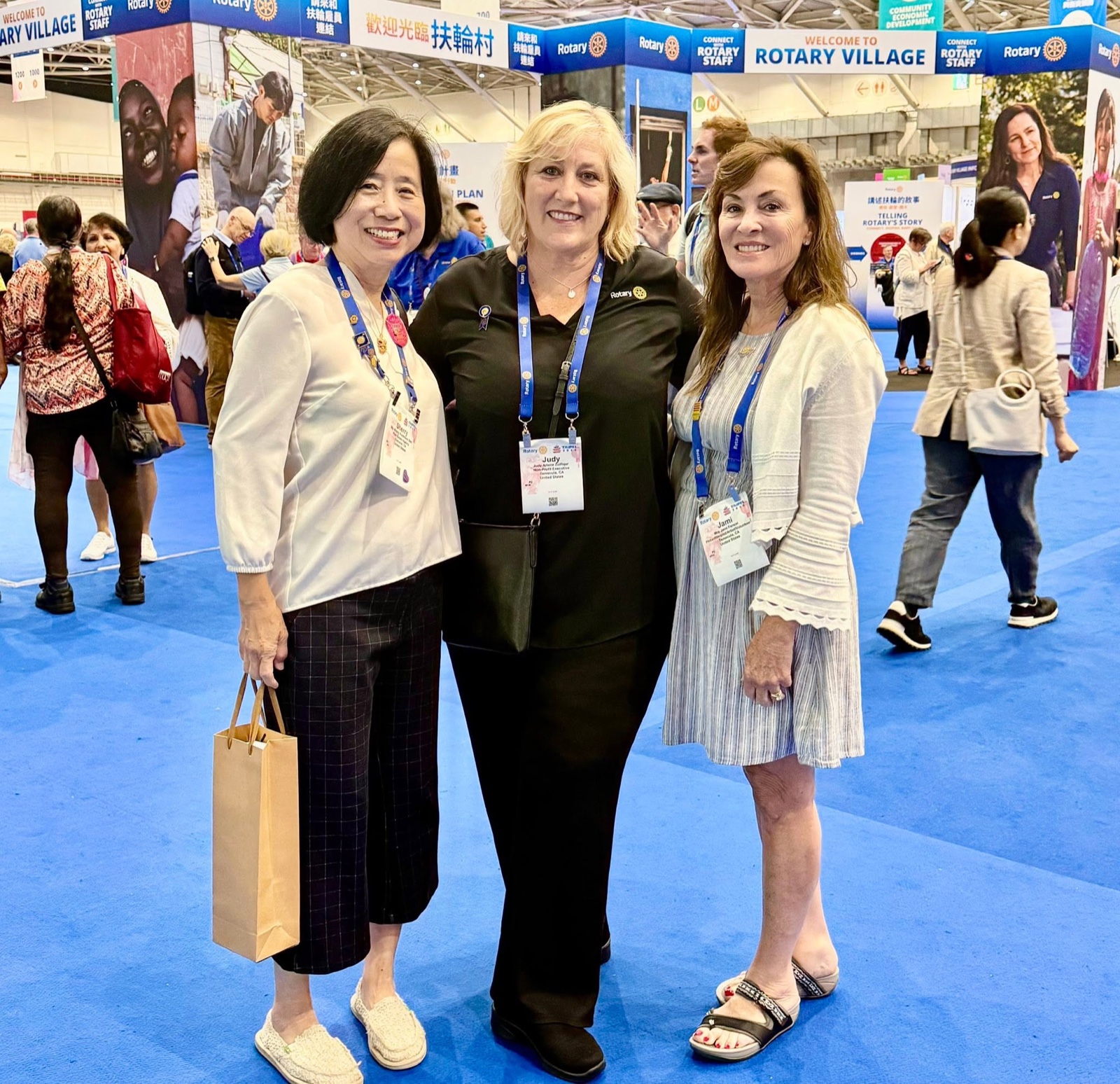 Sherry, PDG Judy Zulfiqar, and President-Elect Jami at the Rotary Village